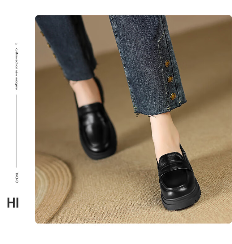 ZHR Women's Loafers with Chunky Heel, Soft Sole, Casual Women's Shoes, Retro Round Toe Shoes FTEP09 Black 38 12