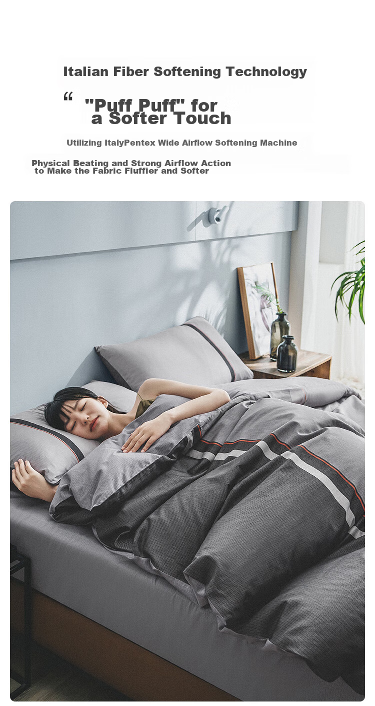 JD Original 100% Pure Cotton Four-Piece Bedding Set, All-Cotton Bedsheet And Duvet Cover, Antibacterial Bedding Set, 220*240cm, for 1.8/2 Meter Beds, Philadelphia Silhouette Patter 14