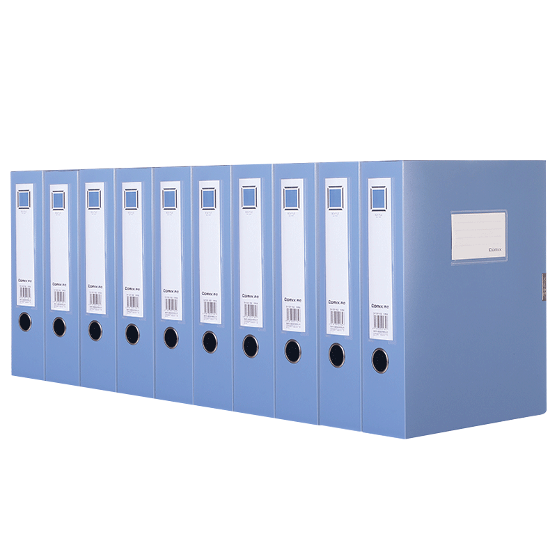 COMIX 10 Pieces, 75mm Thick File Boxes with Velcro, Document Storage Boxes, Blue Receipt Plastic Boxes for Office And Accounting Use, EA1009-10