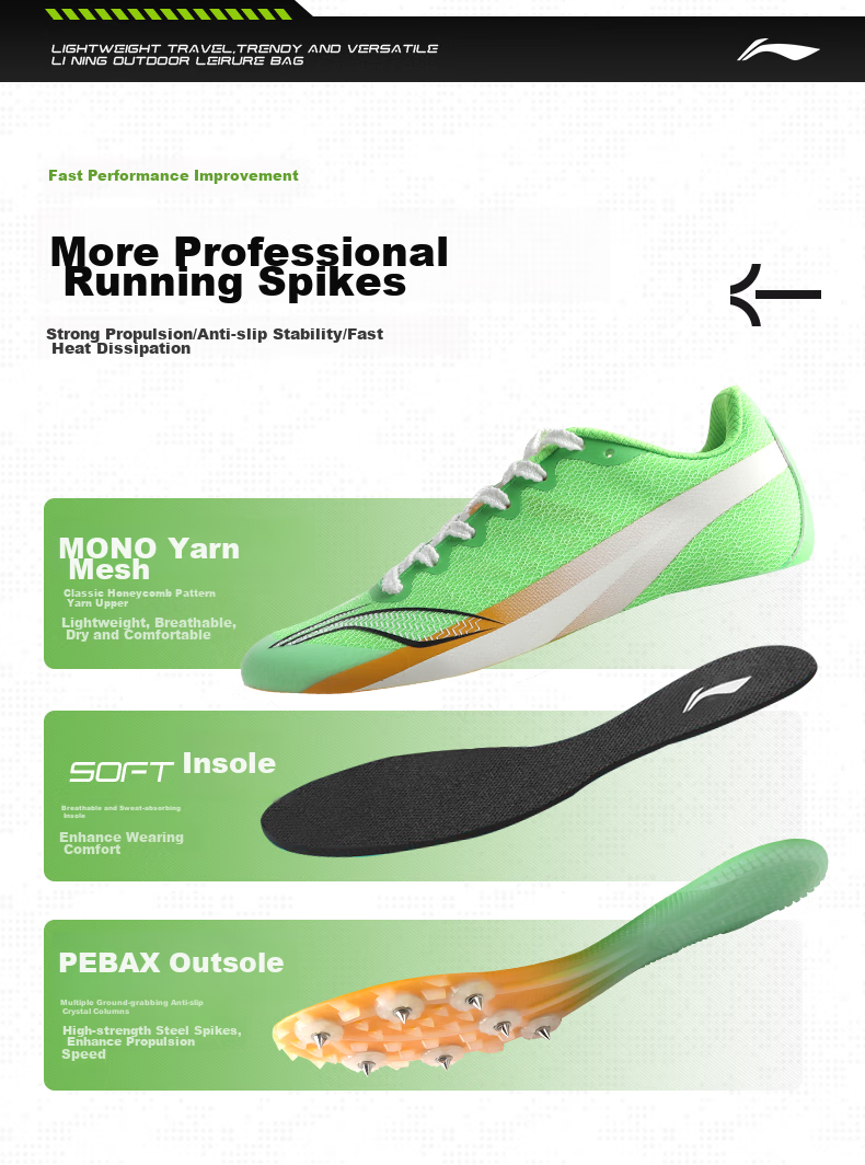 Li-Ning Track And Field Spikes for Men's Professional Sprint, Athletic Shoes for Female Middle And Long-Distance Runners, Student Training Spikes for High School Exams 3