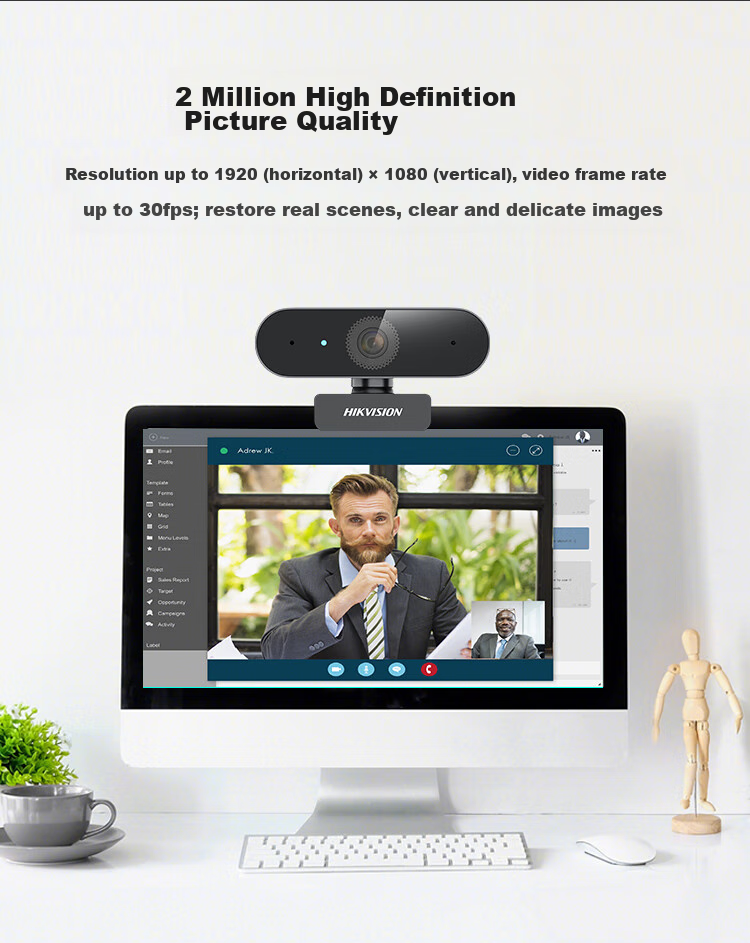 HIKVISION Computer Webcam, 1080P HD with Microphone, Wide-Angle USB, Auto Focus, External for Laptops And Desktops, Home Use, Video Conferencing, Live Streaming E12a 4