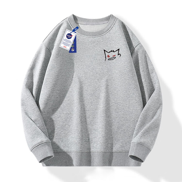 NASA GISS Sweatshirt for Men, Spring And Autumn American Heavyweight Long-Sleeve T-Shirt, Retro Round Neck Top for Students, Men's Clothing, White, 3XL 14