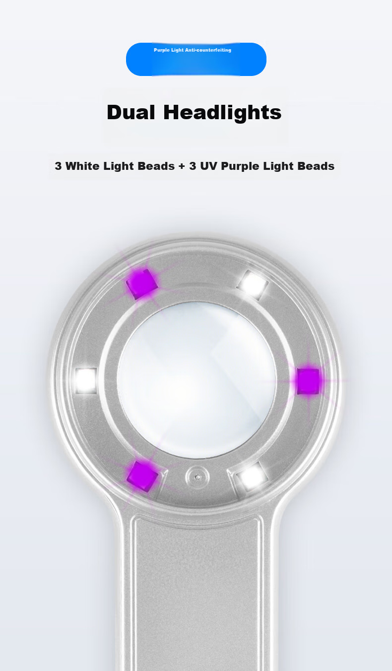 MIXOUT Portable High Magnification Magnifying Glass with LED Light for Smoke, Alcohol, Jewelry, Antiques, UV Light, USB Direct Charging 7