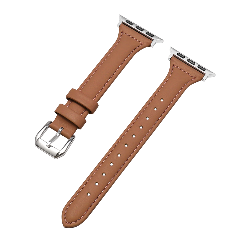 MSSM Suitable for Women's Apple Watch Band, Slim Waist Genuine Leather Apple Watch Band IWatch Ultra3/S11/10/9/8/Se3 Light Brown 38/40/41mm