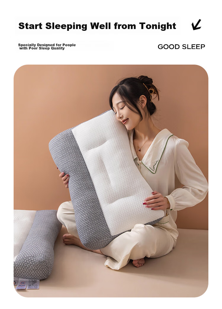 Yierman Pillow Neck Support Pillow for Cervical Spondylosis Deep Sleep Specialized Adult Men's Pillow Core Single Bed Home Use Extra Large One Pair Set 3