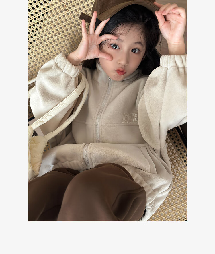 LUSON Chen Da Zhu Girls' Jacket, Autumn And Winter New Style, Double-Sided Fleece, Children's Sports Outerwear, New Year's Outfit 16