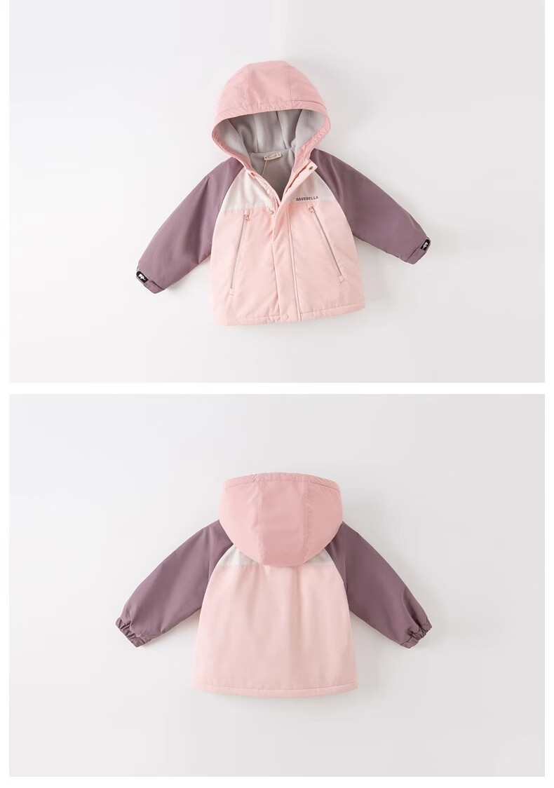 DAVE & BELLA Kids Windproof Jacket Autumn Fleece Lined Outdoor Coat for Boys and Girls Toddler Baby Children's Clothing 18