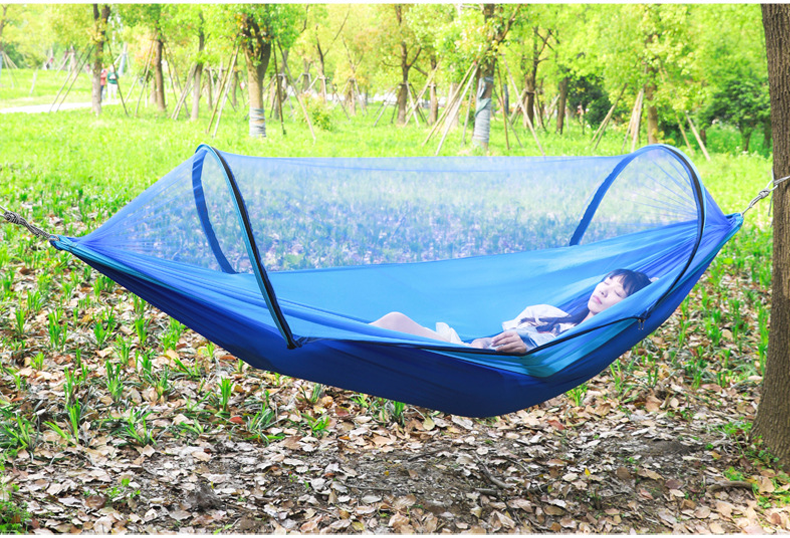 Yonglebao New Single Mosquito Net Hammock, Outdoor Anti-Mosquito And Anti-Rollover Sunshade Sleeping Bag Hammock, Dream Blue/fruit Gree 11