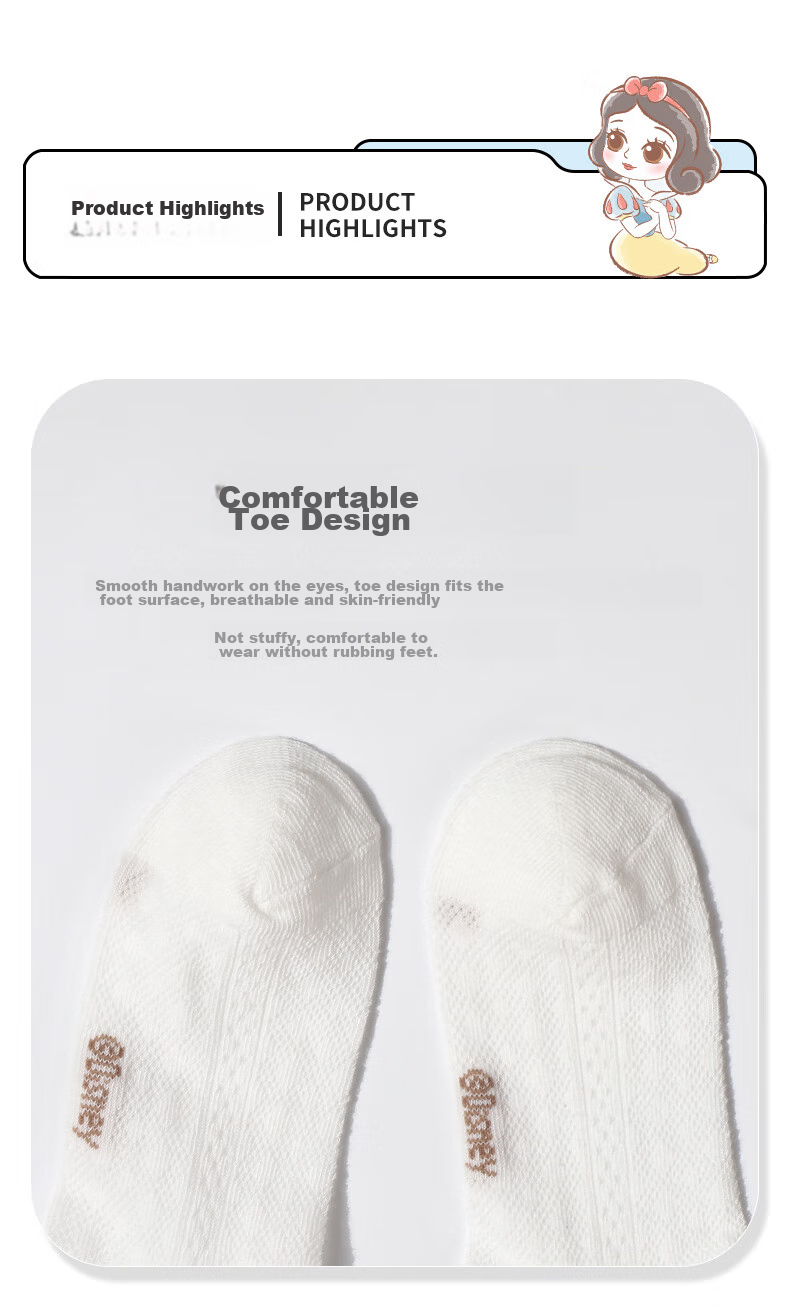Dishini Children's Socks, Summer Long Socks for Girls, Cotton High Socks, DSP3484 White + White, Size 16-18 5