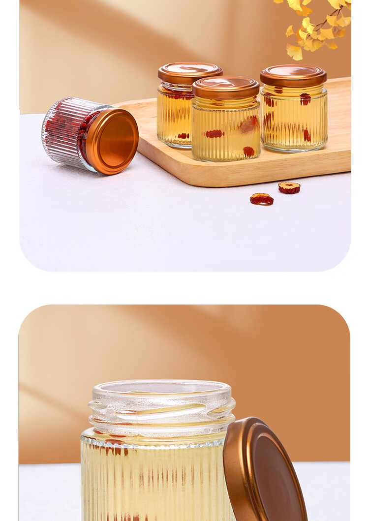 Baijie Glass Storage Jars for Bird's Nest, Fish Maw And Milk Pudding, Sealed Containers for Home Use, Set of 6, 200ml Each 2