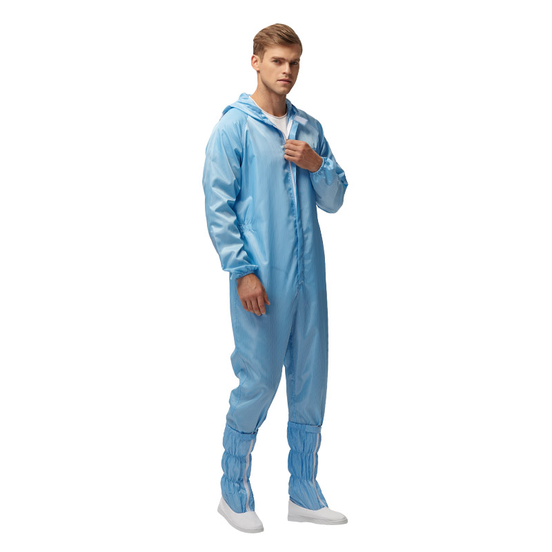 HANYANGCLEAN Anti-Static Coverall Dust-Free Cleanroom Suit Protective Paint Spray Workwear Workshop Uniform Blue 3XL