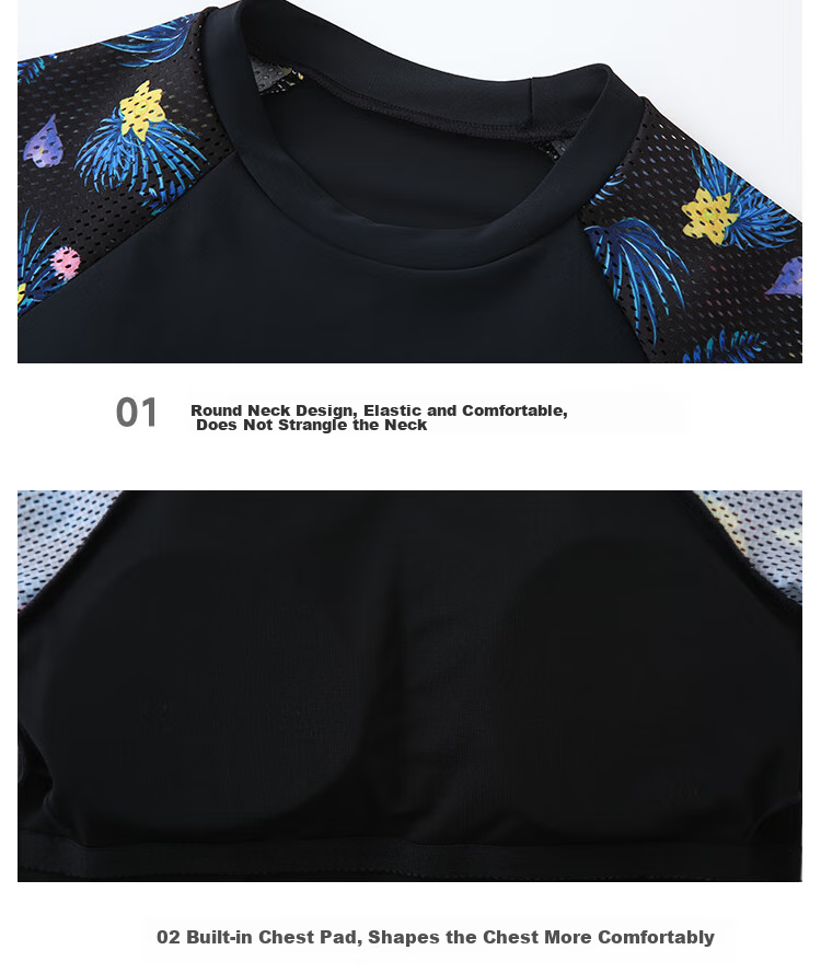 PEAK Women's Two-Piece Swimsuit, Split Shorts And Short Sleeves, Plus Size, Tummy Control, Slimming, Beach And Hot Spring Swimwear, XL 17
