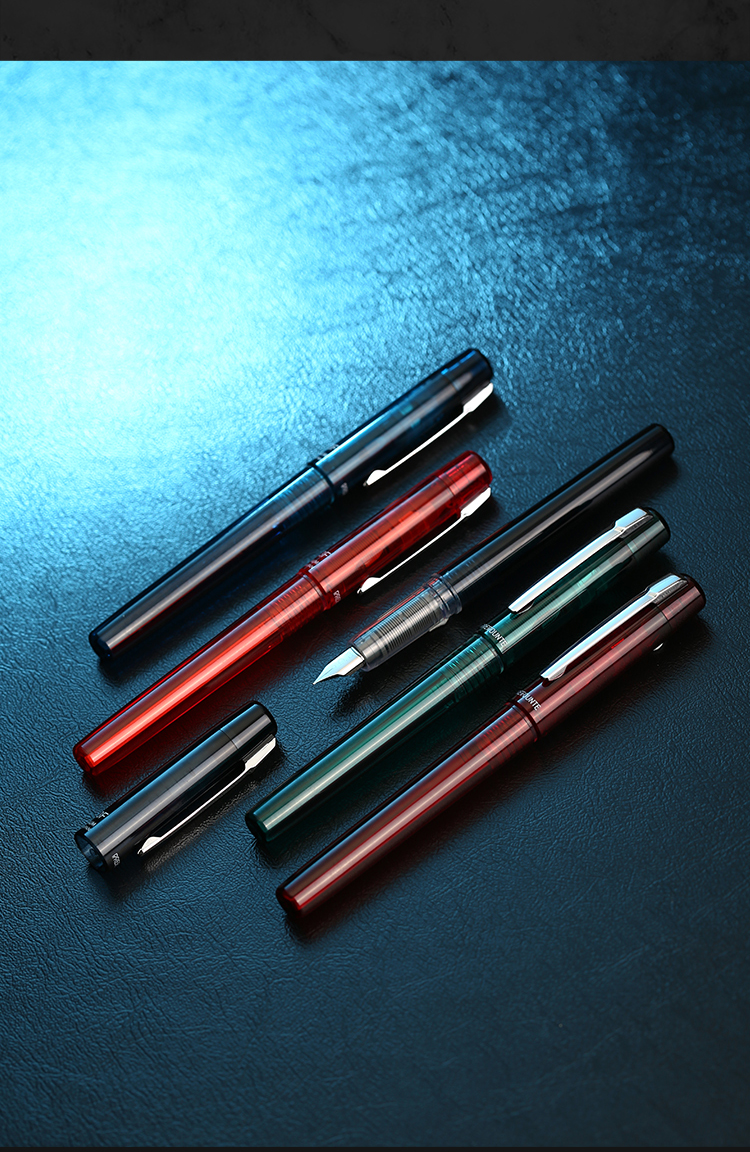 PLATINUM Fountain Pen PPF-800 Fountain Pen PREFOUNTE Student Calligraphy Practice Transparent Demonstration Fountain Pen Red F Nib 6