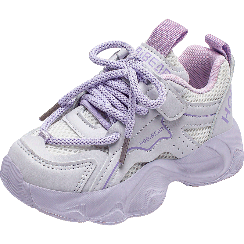 HOBIBEAR Kids Sports Shoes Spring Autumn Mesh Breathable Girls Boys Dad Sneakers JD53S82 Purple Size 32
