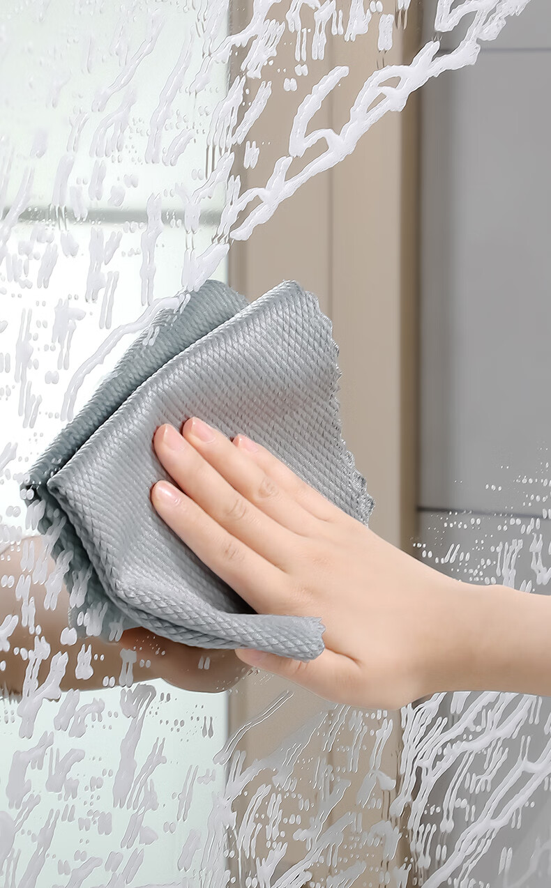 Jiabangshou Fish Scale Cleaning Cloth, 25*25cm*5 Pieces, Wet And Dry Use, for Glass, Mirror, Cups, Household Use, Absorbent Scouring Pad 5