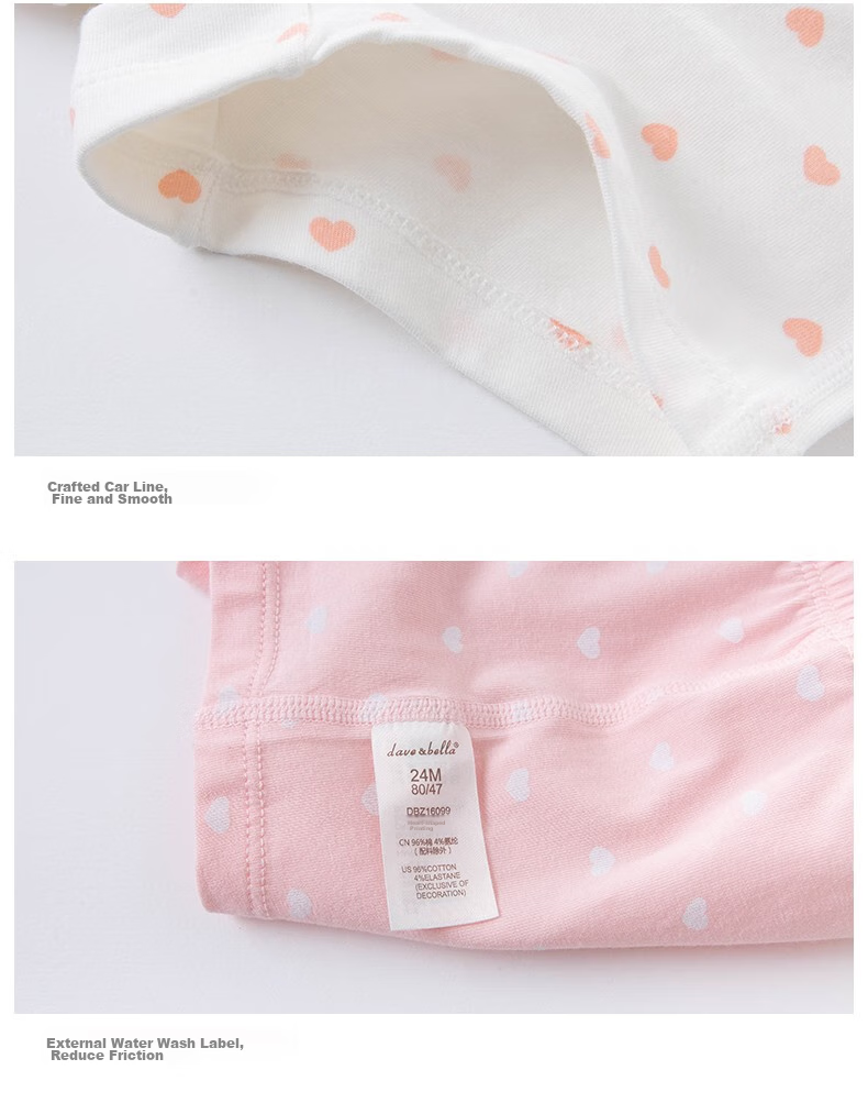 DAVE & BELLA Girls' Underwear, Baby Spring And Autumn Shorts, Children's Clothing, Girls' Non-Wedging PP, Soft Pants for Kids, Two-Pack 14
