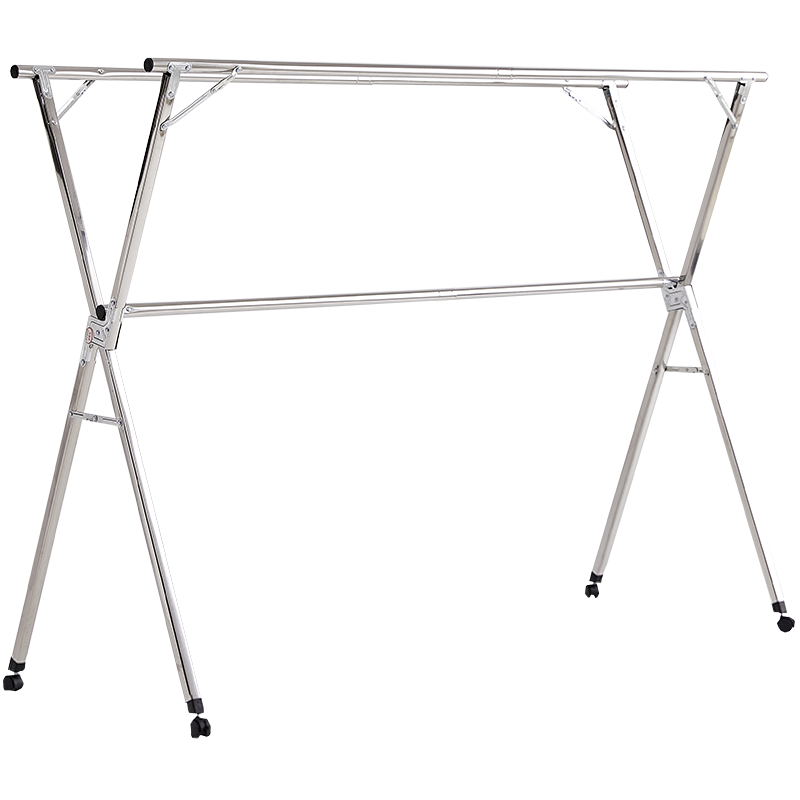 Huakaizhixing Foldable Clothes Drying Rack, Stainless Steel Retractable Clothes Hanger for Balcony, YJ67 Three-Rod with Wheels, 2.0 Meters