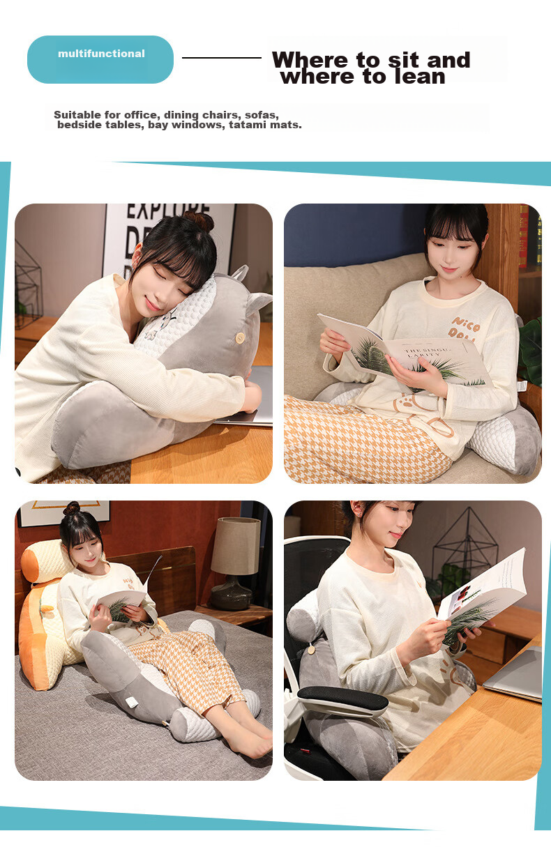 AVIVI Backrest Pillow, Bed Headboard Cushion, Soft Pack Bed Back Support, Office Lumbar Support, Sofa Throw Pillow, Waist Pad, 60*45 Cm, Bingdou Dog Patter 4