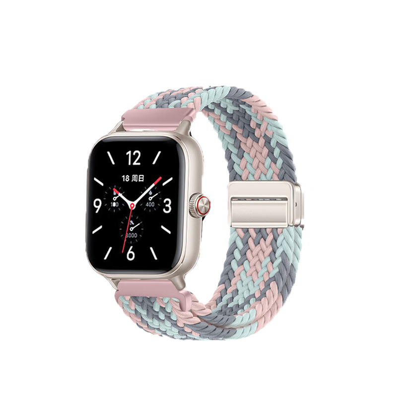 CangHua Compatible with Vivo Watch GT Strap, IQOO Watch GT Strap Genuine Leather Version Soft Rubber Version Universal Nylon Braided Strap with Connector Accessories, Coral Pink