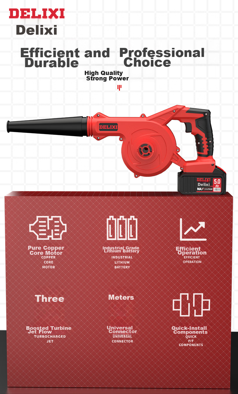DELIXI Lithium Battery Blower, Compact Household Dust Blower, High-Power Rechargeable Industrial Blower, Wireless Dust Remover 11