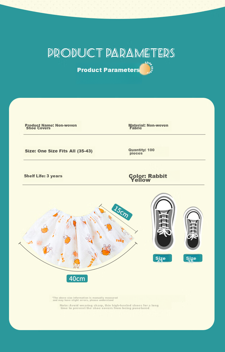 YOUAO Disposable Shoe Covers, 100-Pack, Thick Non-Woven Cartoon Shoe Covers, Wear-Resistant, Non-Slip, One Size Fits All 3