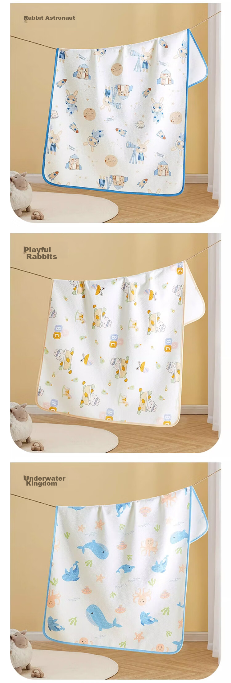 More Rabbit Baby Waterproof Washable Breathable A-Class Large Urine Pad for Boys and Girls Diaper Care Mat 70*100cm 14