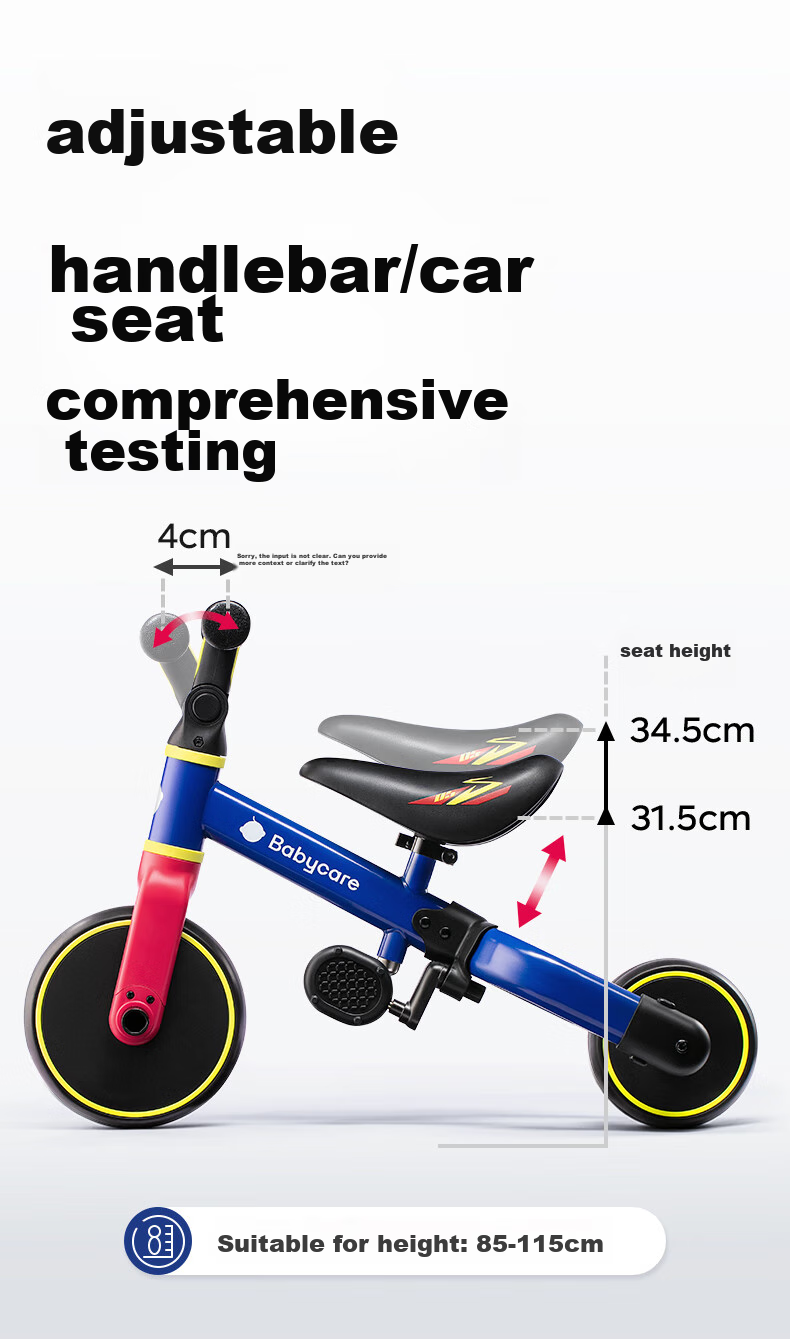 Babycare Children's Tricycle, Baby Balance Bike, Multifunctional Two-In Learning And Gliding Bike for Ages 1-5, Luola Red 4