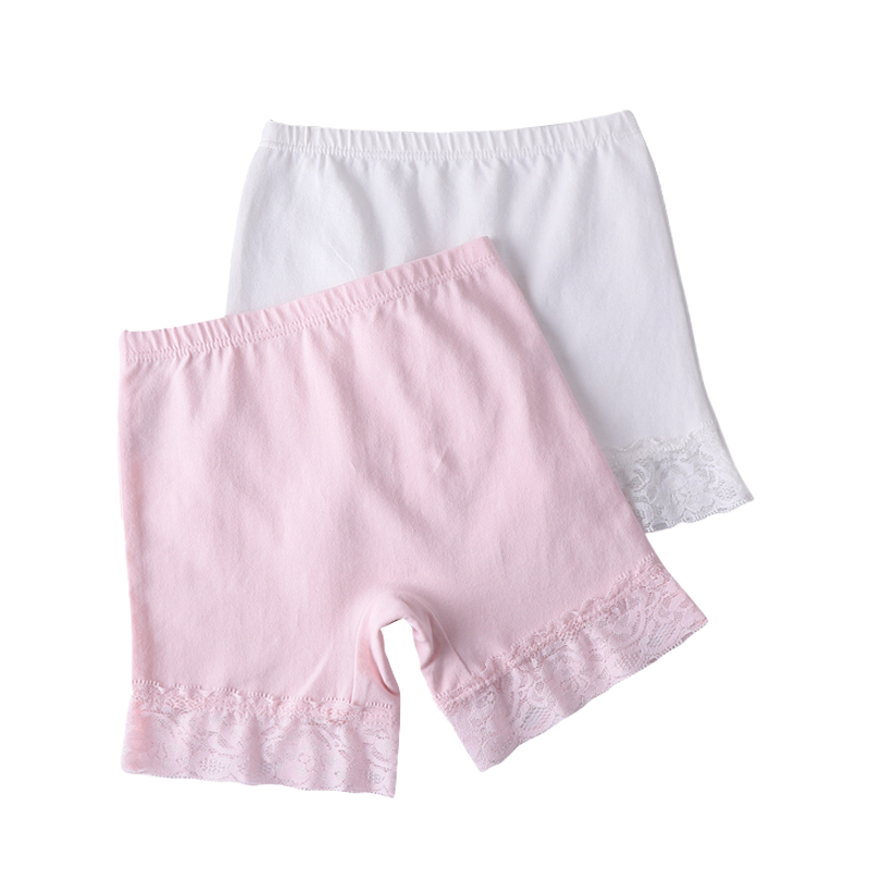 LangSha Children's Underwear, Girls' Safety Shorts, Cotton Anti-Exposure Underpants, Big Kids' Boxer Briefs, 2-Pack, Pink And White, Size 170