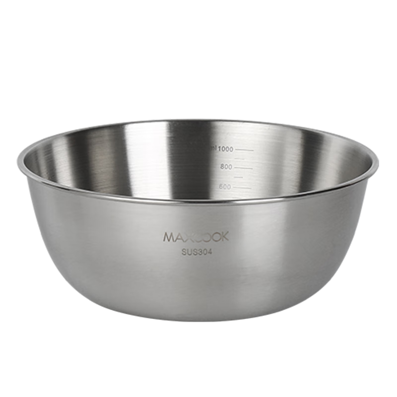 MAXCOOK 304 Stainless Steel Bowl Salad Bowl, Thickened Seasoning Bowl, Vegetable Washing Bowl, And Dough Mixing Bowl with Scale, 25cm MCWA6059