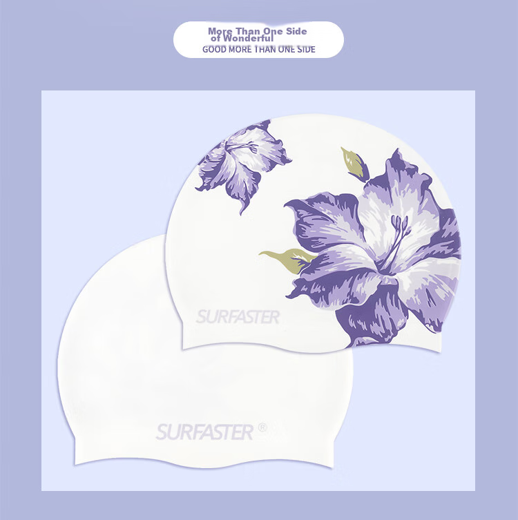 Sulang Large Size Swim Cap for Women with Long Hair, Ear Protection, Adult Silicone Waterproof Non-Binding Fashionable Swimming Cap, Summer Rose 9