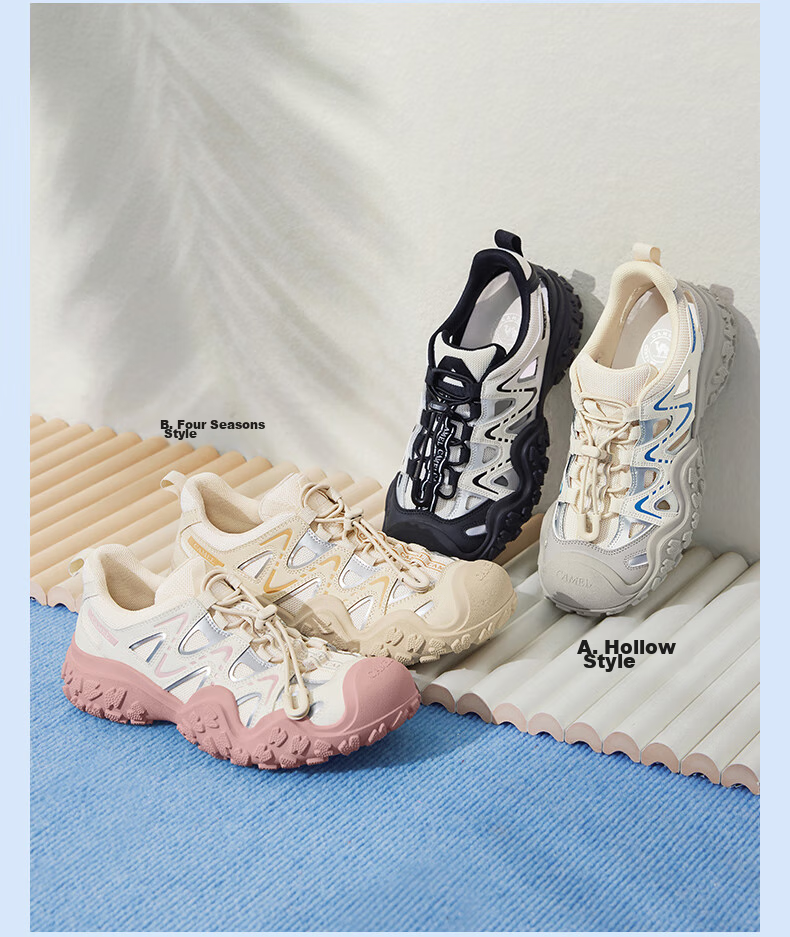 CAMEL Ugly-Cute Hiking Shoes for Women, Fashionable Color-Block Outdoor Casual Shoes L24S076620 Beige/silver/black 40 39