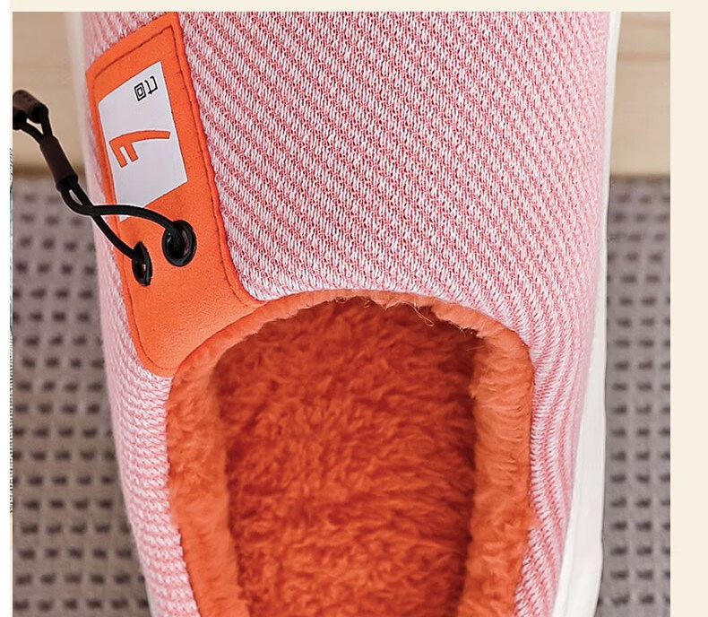 Huili Simple Thick-Soled Fleece-Lined Cotton Slippers for Indoor And Outdoor Wear, Warm Couple's Cotton Slides HL0650 Red Size 40-41 9