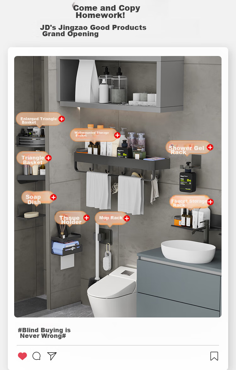JD Original Anti-Gravity No-Drill Soap Holder, Space Aluminum Thickened Bathroom Storage Rack, Hand Washing And Shower Soap Organizer 5