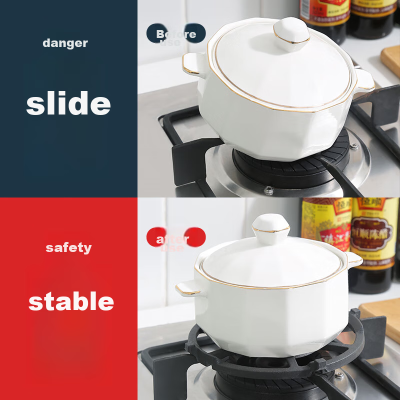 Qijiaoban Gas Stove Stand, Cast Iron Non-Slip Pot Rack with Four Claws, Universal Small Milk Pot Rack, Stove Stand Anti-Slip Support for Gas Stoves