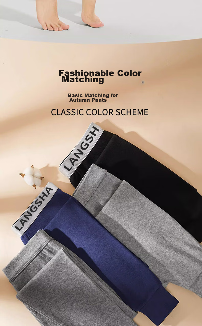 LangSha 2-Pack Men's Thermal Underwear, 100% Pure Cotton, Antibacterial And Anti-Mite, Warm Long Johns, Autumn And Winter Cotton Pants, Men's Thermal Underwear 12