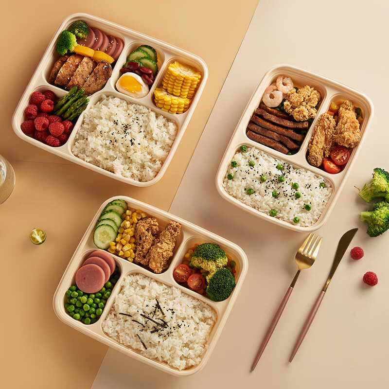 Youjialiangpin Disposable Food Containers, Microwave-Safe, Biodegradable, with Lids, Thickened, Food-Grade, Takeout Boxes And Bowls, 1200ml*10 Sets