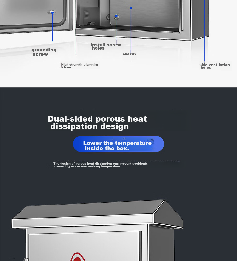 COMPCCTV Security Monitoring 304 Stainless Steel Distribution Box Equipment Box Outdoor Low-Voltage Waterproof Box Outdoor Switch Waterproof Box Junction Box 6