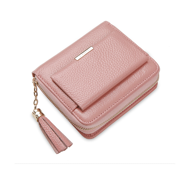 Viney Top-Grain Leather Short Women's Wallet, Student Foldable Coin Purse, Large Capacity Leather Clutch, Light Luxury ID Holder 7