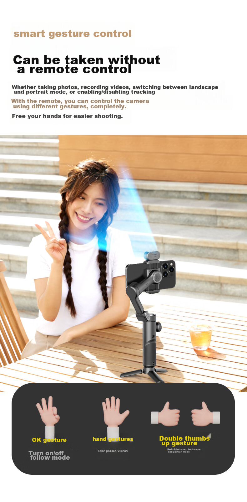 Aochuan Smart XE AI Smartphone Stabilizer with Face Tracking Selfie Stick, Multi-Functional Anti-Shake Shooting Handheld Stabilizer for Live Streaming, Follow-Up Shooting And Travel 8
