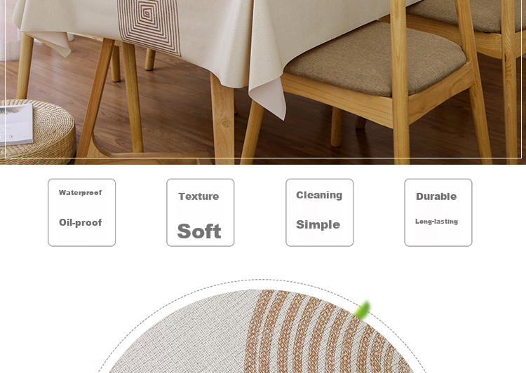 MOON TIME Tablecloth, Fabric Waterproof And Oil-Resistant, Washable Dining Table Cover, Rectangular Table Mat, PVC Table Pad, 140*180cm 2