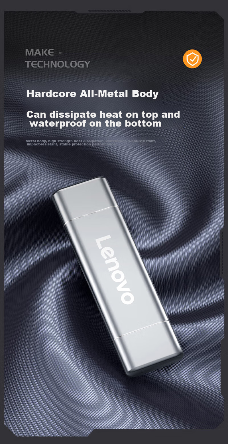 Lenovo 256GB Portable Solid State Drive (PSSD), Type-C USB3.1 Dual Interface, Direct Phone Connection, ZX1Pro Series, Silver 10