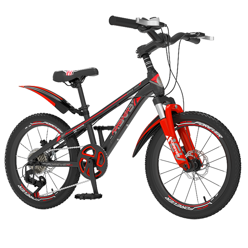 FOREVER Children's Bicycle, Variable Speed Mountain Bike, Elementary And Middle School Student Bike, Youth Racing Bike, 20-Inch, Black And Red Color