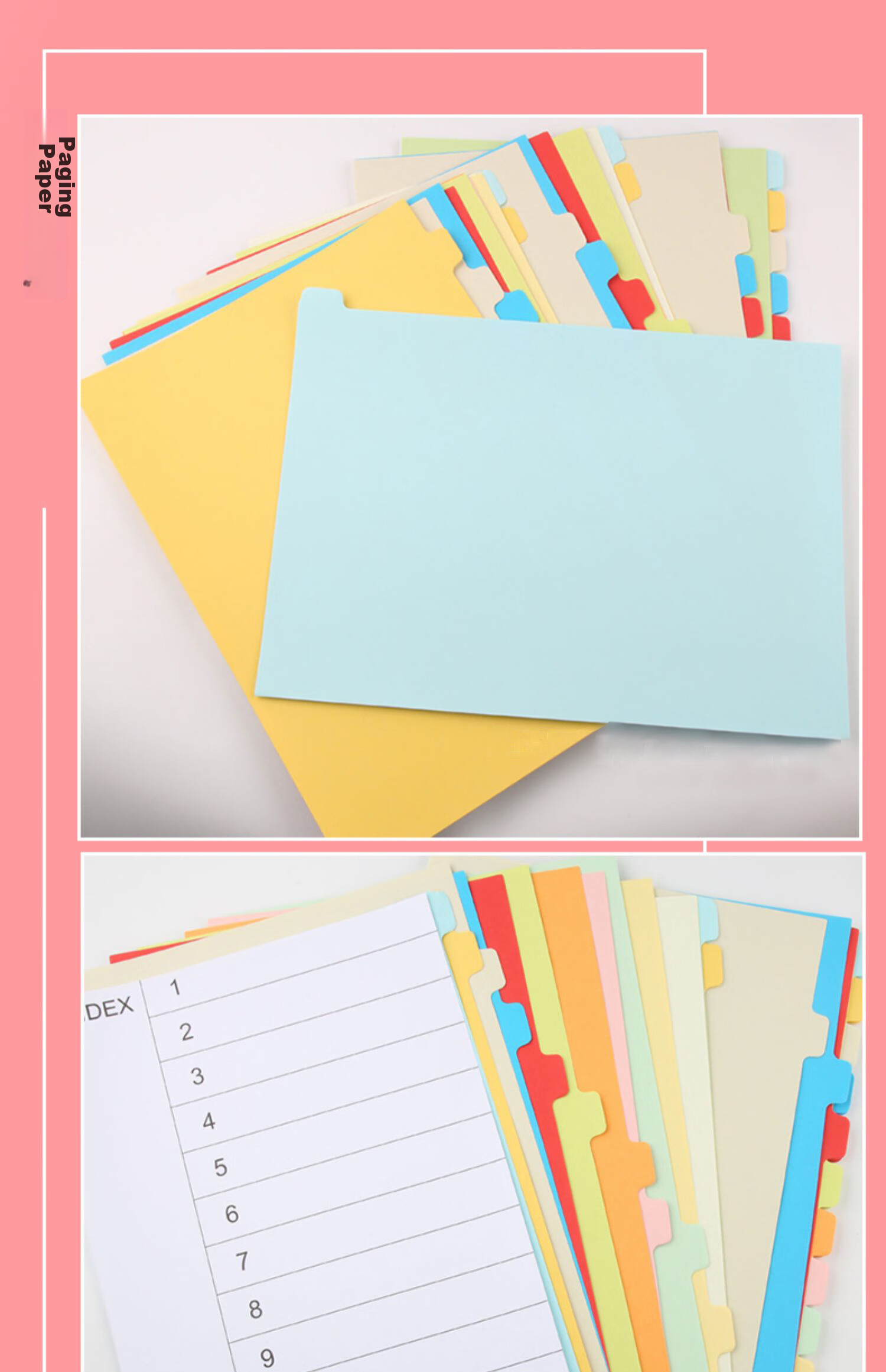 Touch Fish A4 Colored Paper, 12 Pages with 11 Holes, Index Paper, Colorful Divider Paper, 12 Colors of Classification Paper, Divider Paper with Holes, 12 Colors of Punched Paper 5