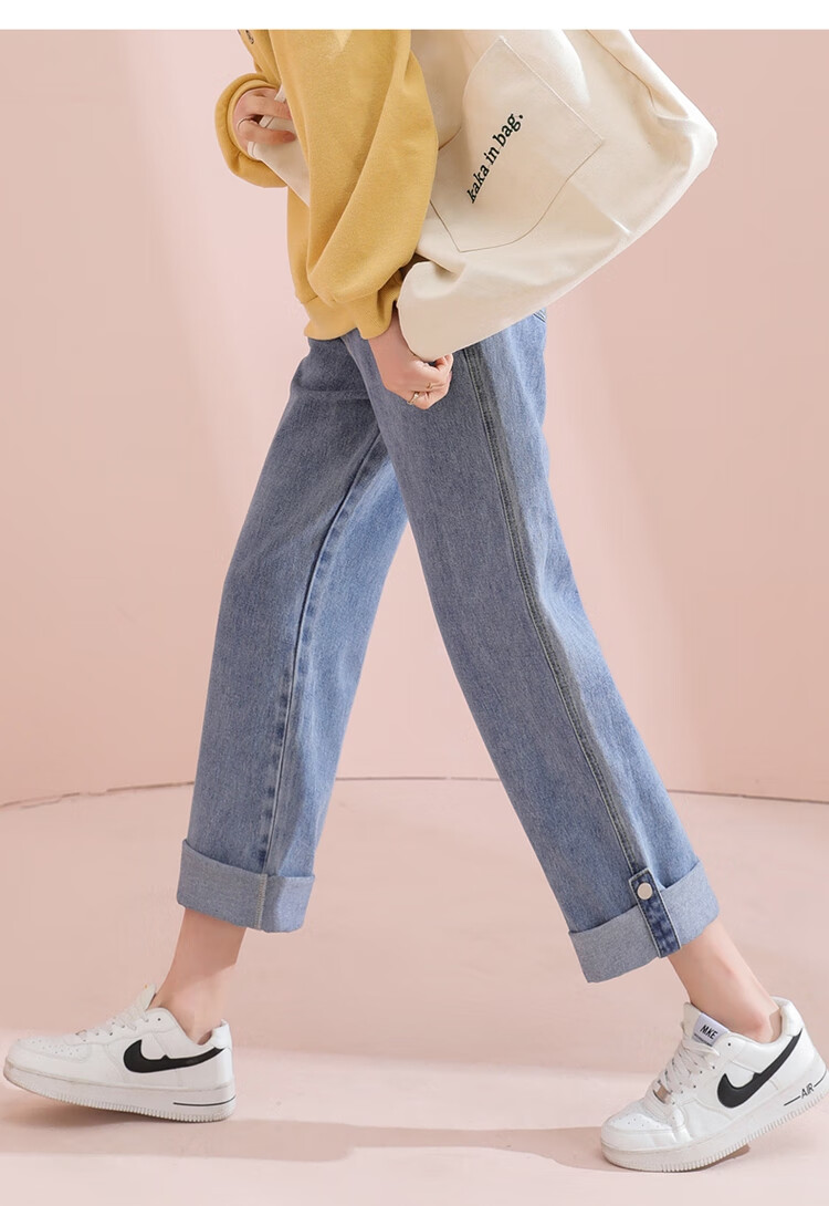 TonLion 2023 Loose Straight-Leg Jeans Wide-Leg High-Waist Versatile Casual Pants Light Denim Blue 26 15