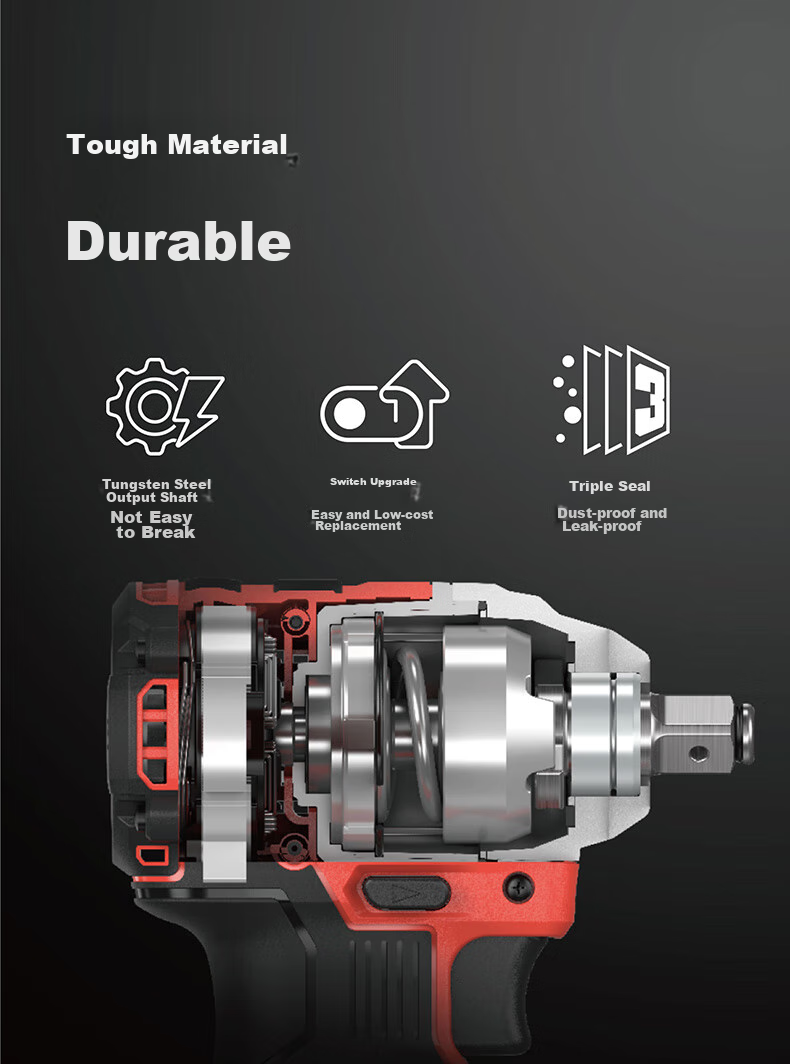Devon 20V Brushless Electric Wrench, High Torque 5760, Impact Electric Impact Wrench, for Scaffolding Workers And Woodworkers, Single Machine Head 3