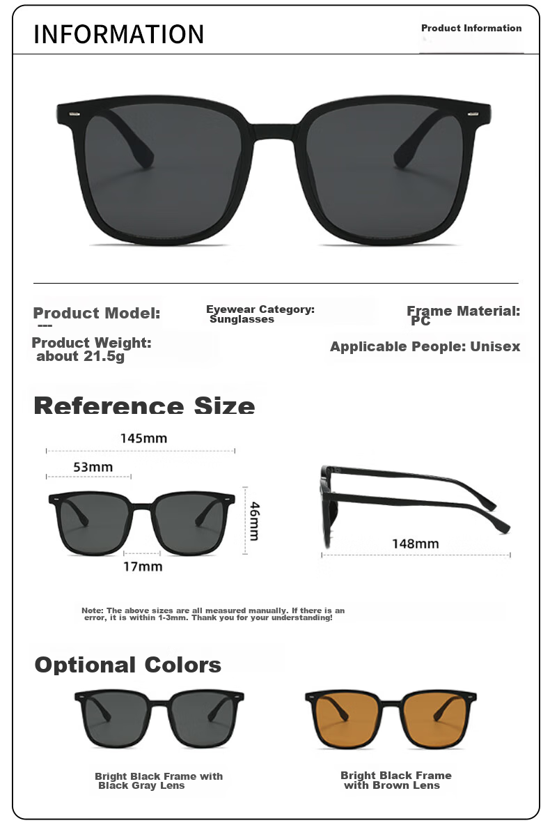 Baixiaoshe Korean Version Sunglasses-2308 [Gray Lenses], Sun Protection Glasses, Trendy Style for Men And Women, Driving Sunglasses 2