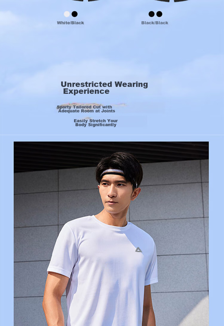 PEAK Sports Outfit Set for Men, Short-Sleeve Shorts, Summer Breathable Quick-Dry T-Shirt, Men's Running Casual Fitness Wear, Training Morning Jogging 7
