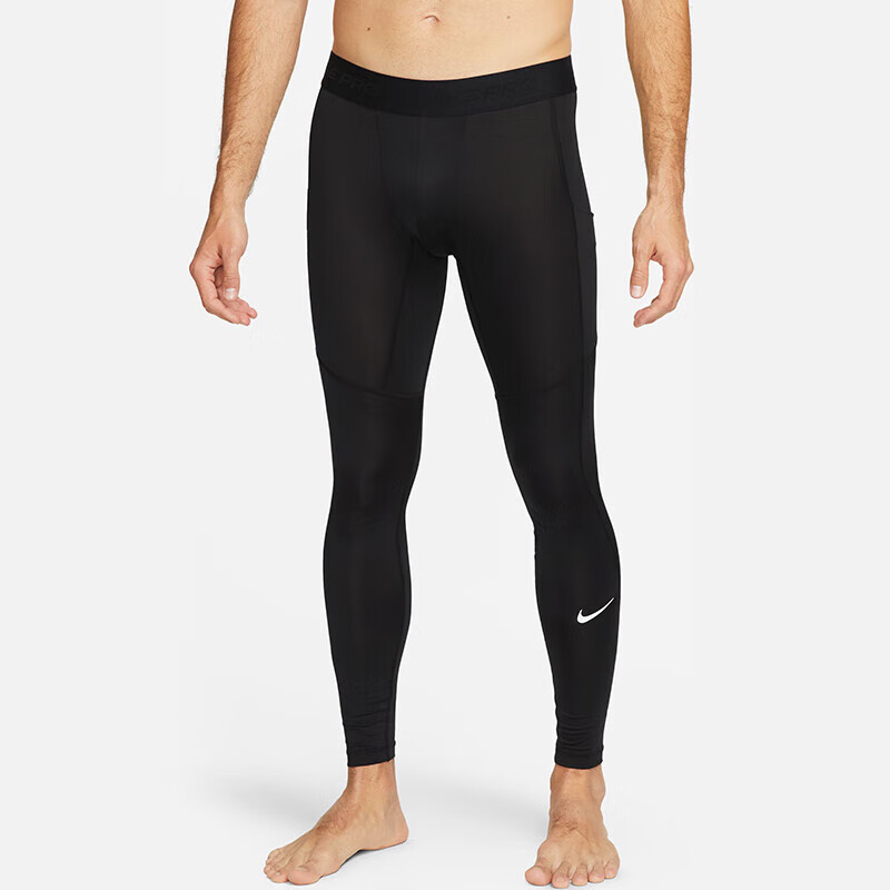 NIKE Men's Fitness Pants, Spring And Autumn Tight-Fitting Training Pants, Leggings, Elastic Waistband, FB7953-010, Black, L