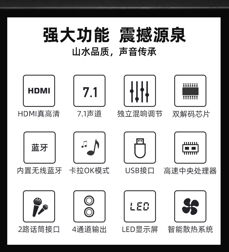 SANSUI DM-30A, 7.1 Audio Amplifier, Speakers, Home Theater 7.1 Channel AV Amplifier, 4K Direct Through, Audiophile-Grade HIFI Sound Quality Smart Speaker Amplifier, High Power 3