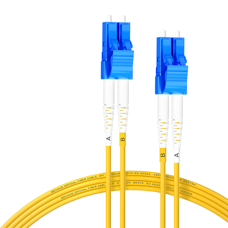 BOYANG Telecom-Grade Fiber Optic Patch Cable LC-LC (UPC), 5 Meters, Single-Mode Dual-Core Duplex, Φ2.0 Flame-Retardant Low-Smoke Zero-Halogen Fiber Optic Cable, Pigtail LC-LC BY-5052S